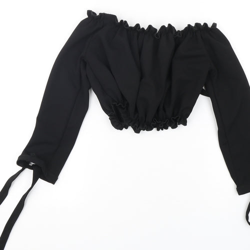 New Look Womens Black  Polyester Cropped Blouse Size 8 Off the Shoulder
