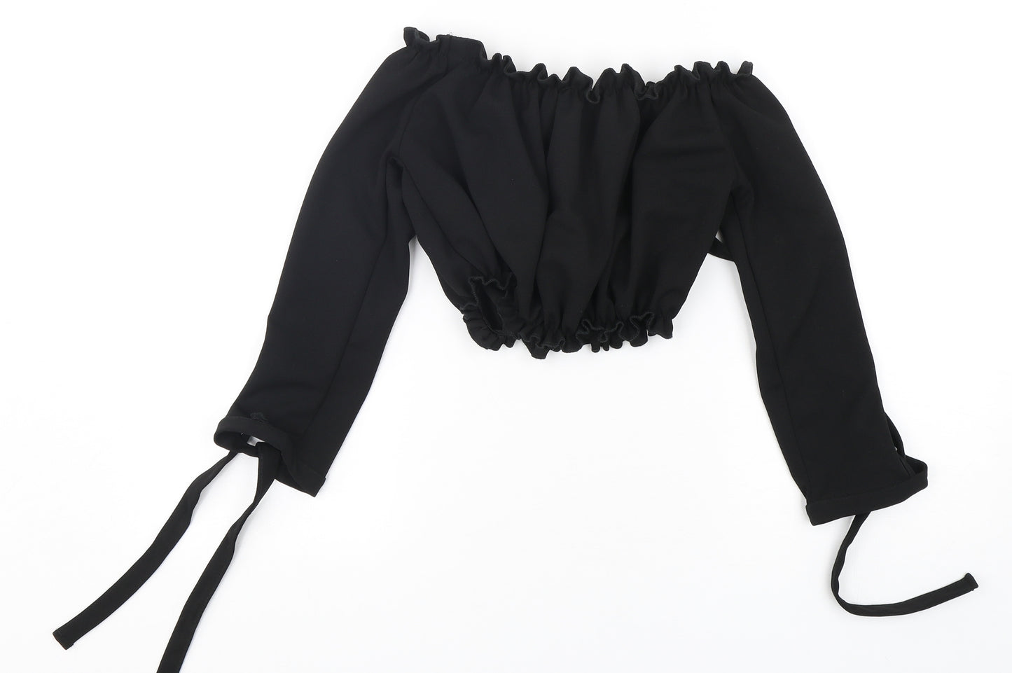 New Look Womens Black  Polyester Cropped Blouse Size 8 Off the Shoulder