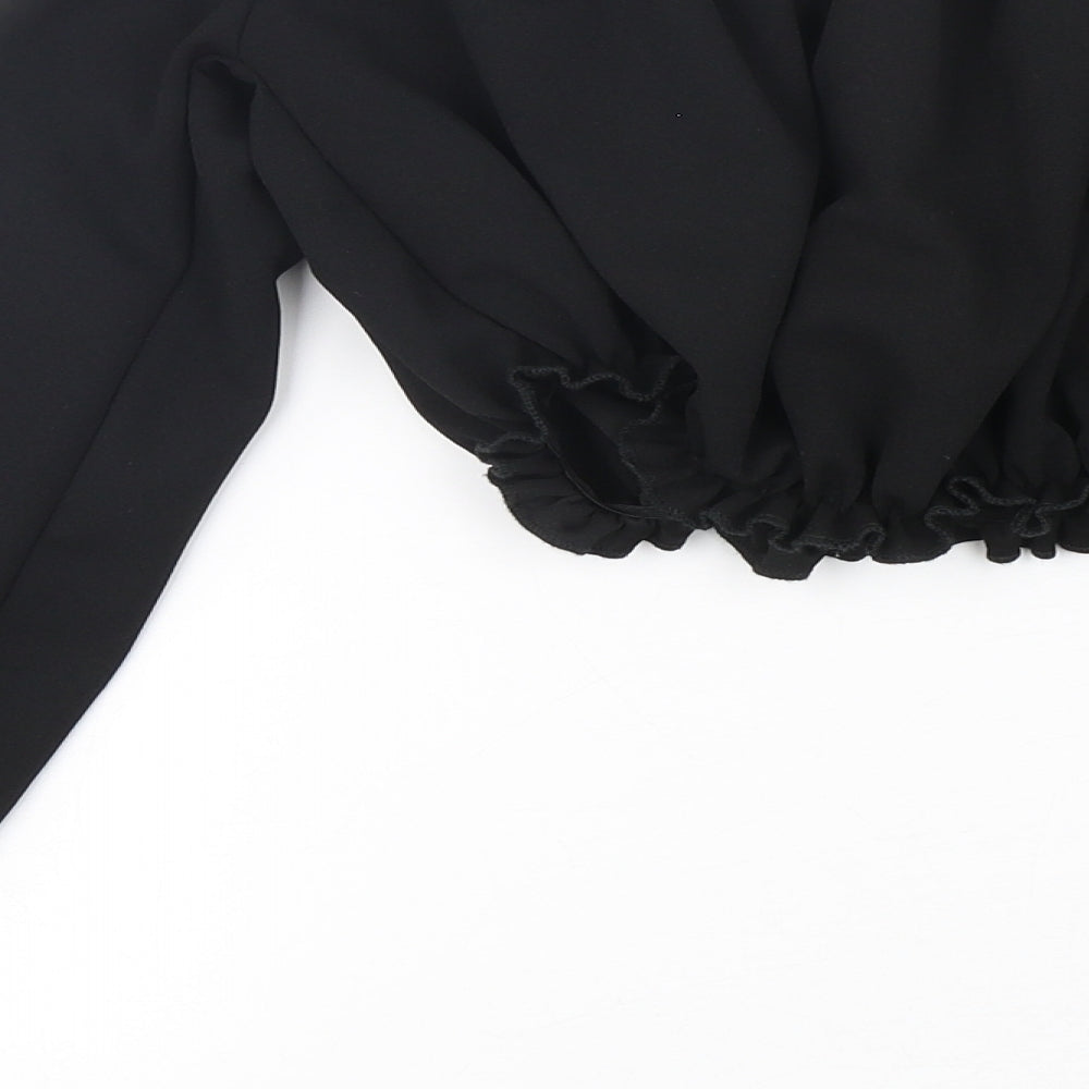 New Look Womens Black  Polyester Cropped Blouse Size 8 Off the Shoulder