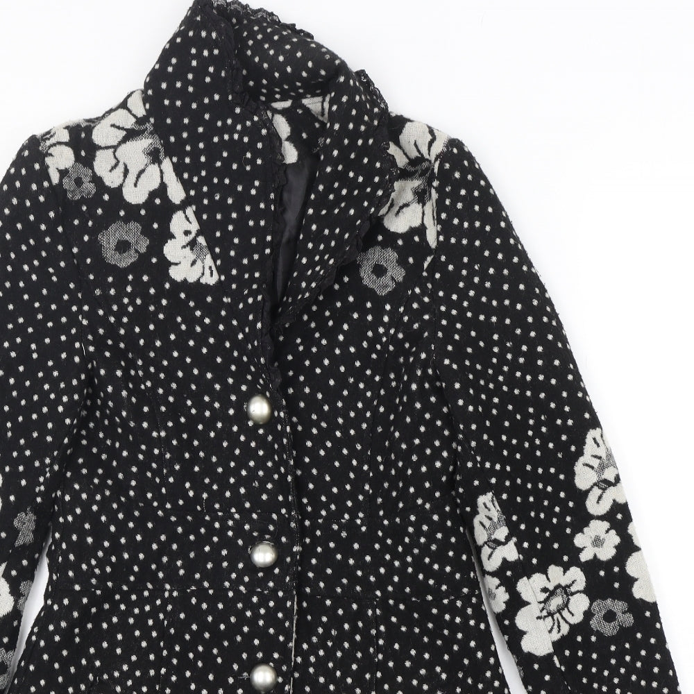 Izabel Womens Multicoloured Polka Dot  Overcoat Coat Size M  Button