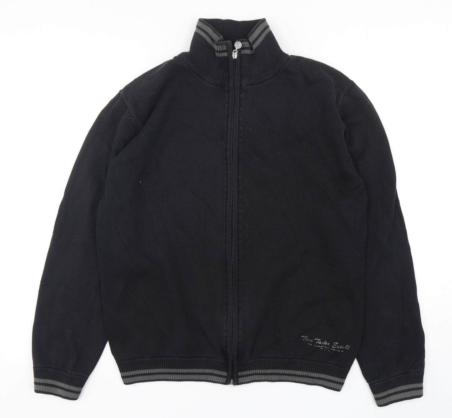 Tom Tailor  Mens Blue Mock Neck  Cotton Full Zip Jumper Size L