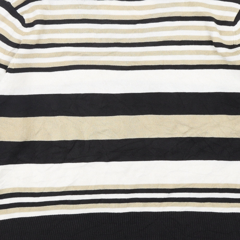 Papaya Womens Multicoloured V-Neck Striped Acrylic Pullover Jumper Size 14