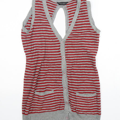 Dorothy Perkins Womens Multicoloured V-Neck Striped Acrylic Cardigan Jumper Size 12