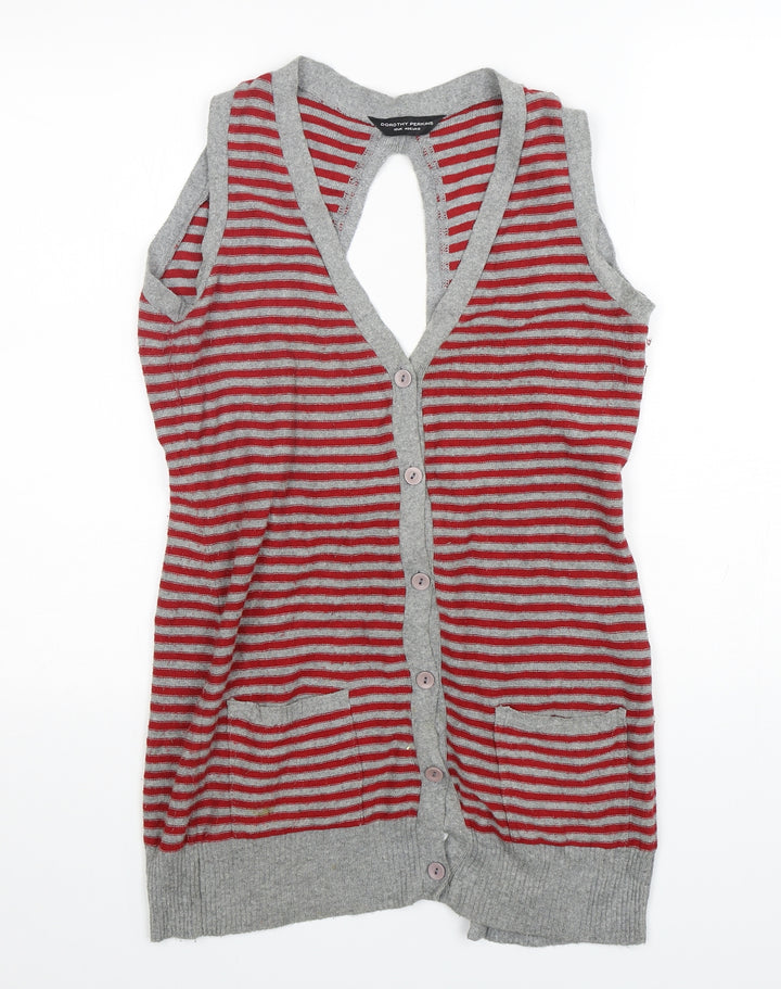 Dorothy Perkins Womens Multicoloured V-Neck Striped Acrylic Cardigan Jumper Size 12