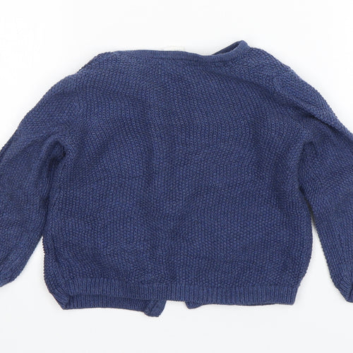 H&M Girls Blue Floral Cotton Cardigan Jumper Size 18-24 Months  Button