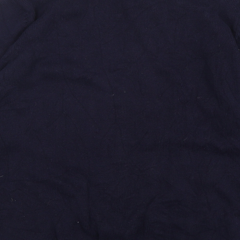 Marks and Spencer Womens Blue V-Neck Argyle/Diamond Cotton Cardigan Jumper Size 18