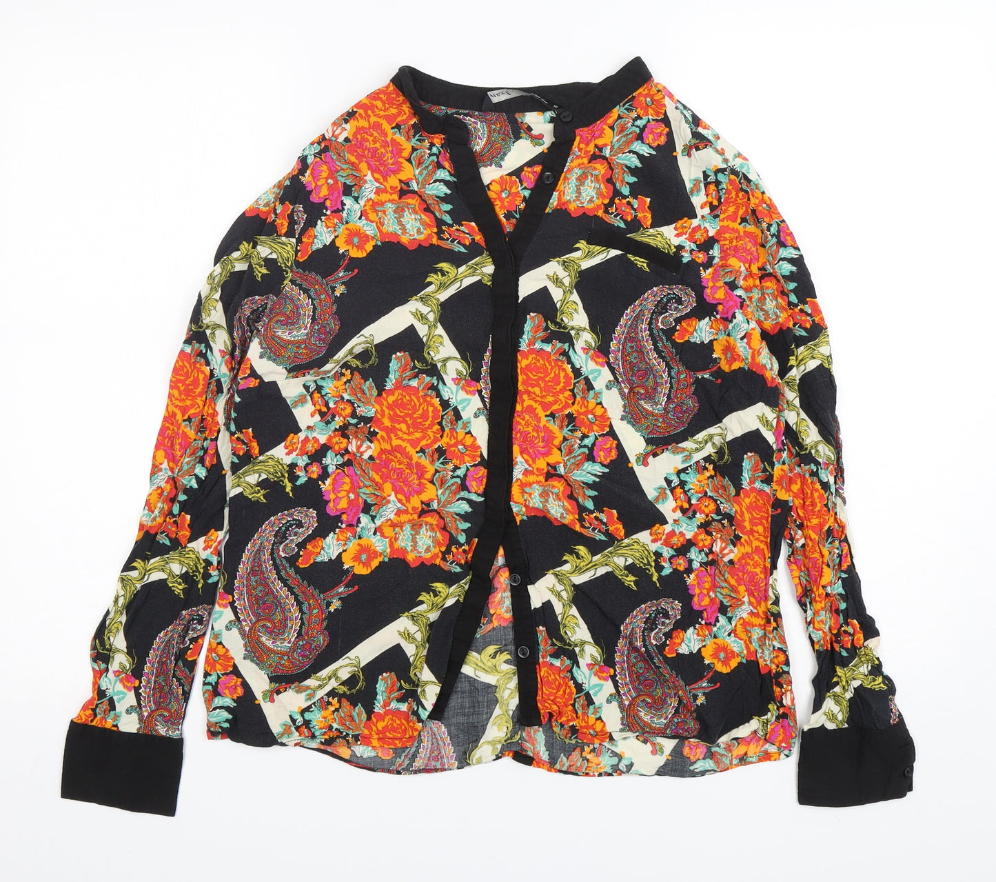 NEXT Womens Multicoloured Paisley Viscose Basic Button-Up Size 16 V-Neck
