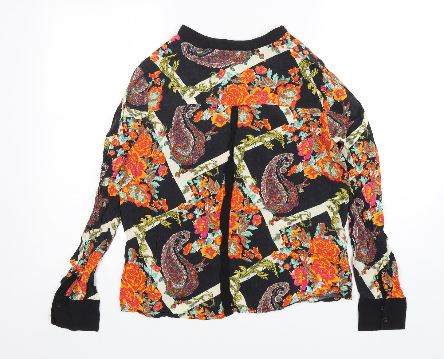 NEXT Womens Multicoloured Paisley Viscose Basic Button-Up Size 16 V-Neck