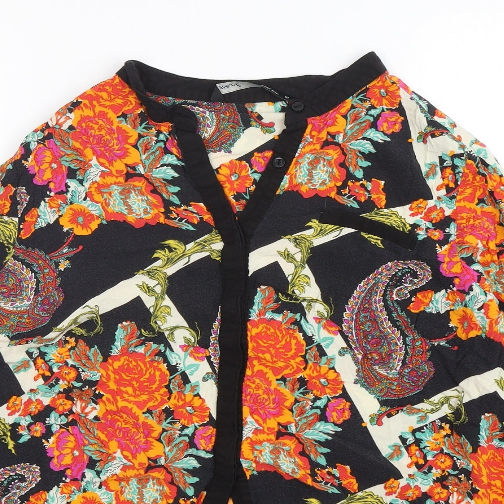 NEXT Womens Multicoloured Paisley Viscose Basic Button-Up Size 16 V-Neck