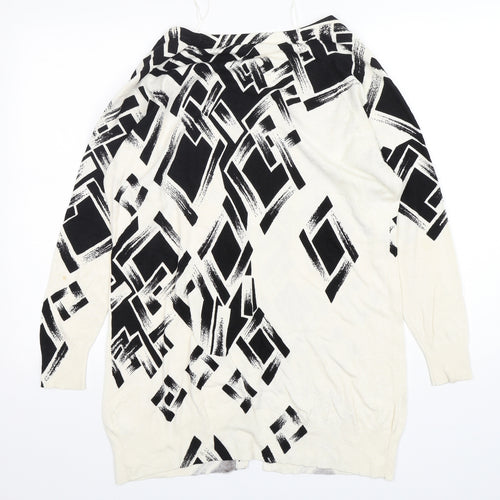Roman Womens Multicoloured V-Neck Geometric Viscose Cardigan Jumper Size M