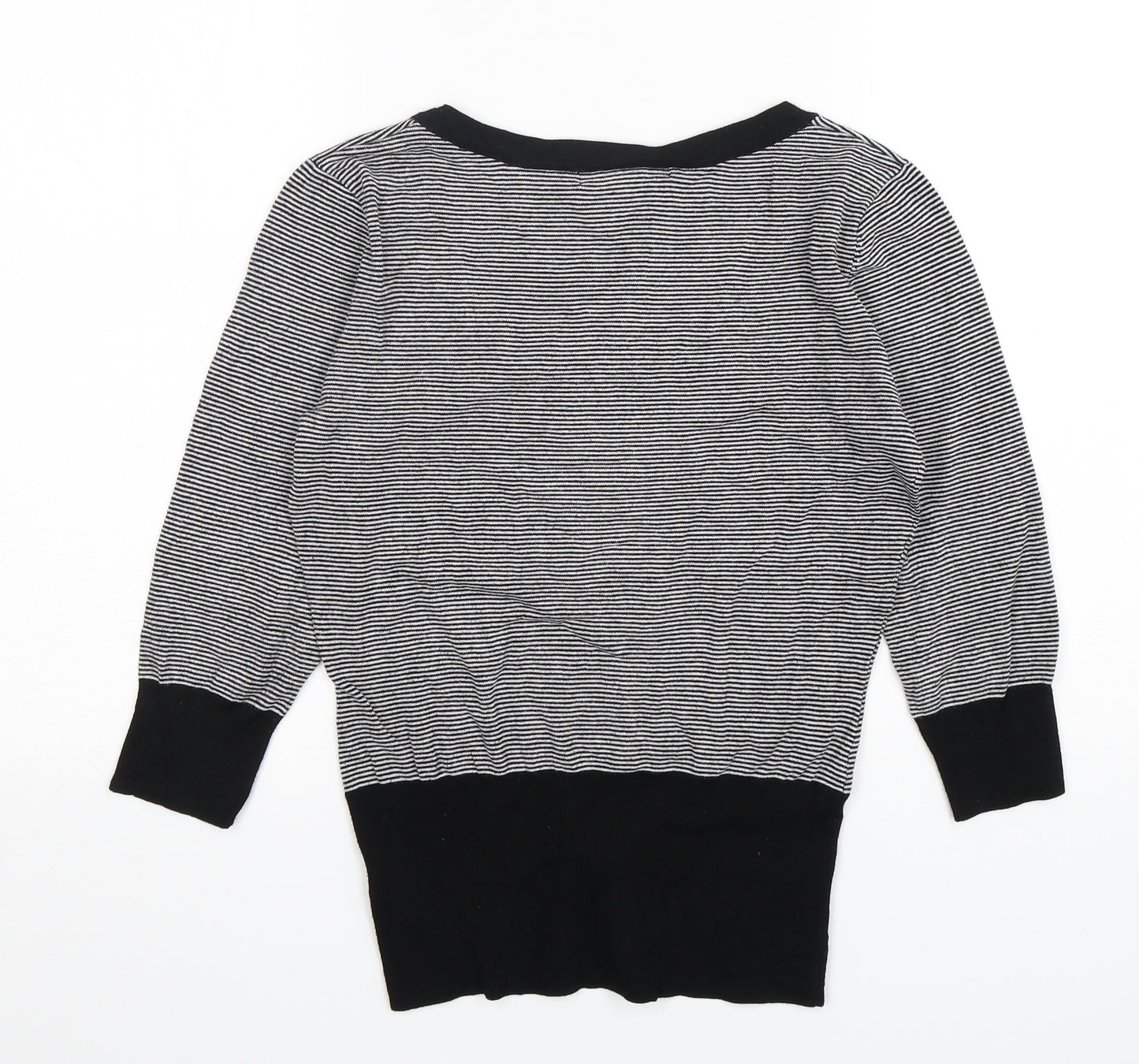 H&M Womens Multicoloured Scoop Neck Striped Viscose Pullover Jumper Size 10