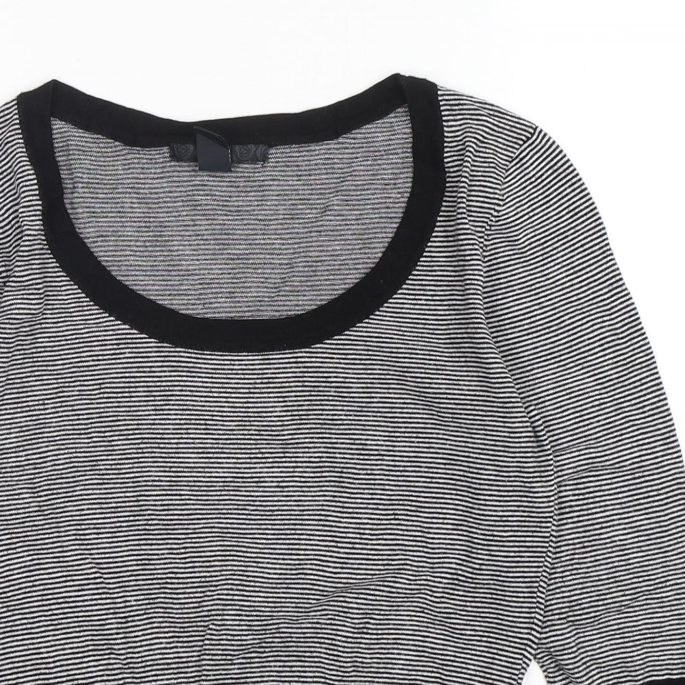 H&M Womens Multicoloured Scoop Neck Striped Viscose Pullover Jumper Size 10