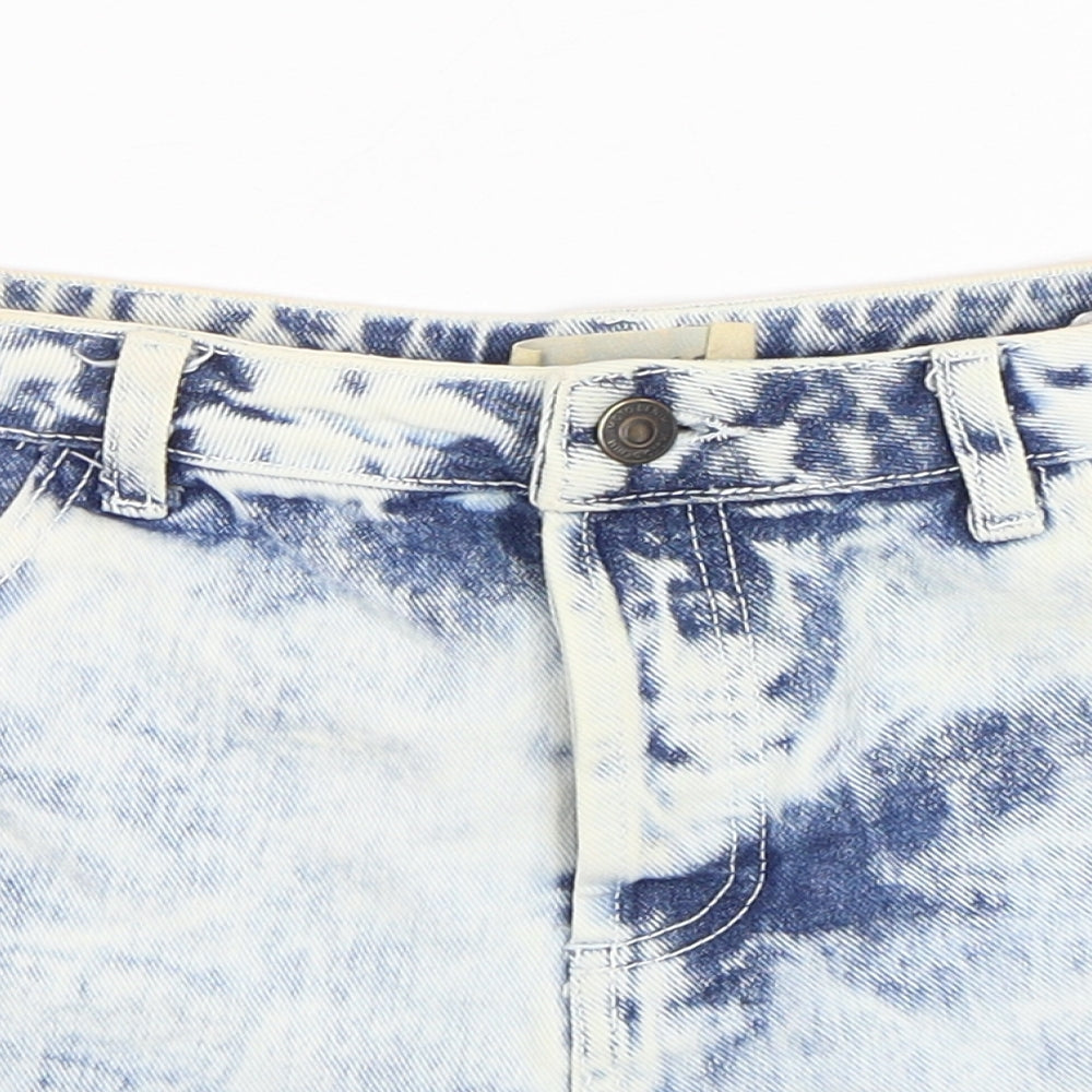 Topshop Womens Blue  Cotton Hot Pants Shorts Size 12 L3 in Regular Button