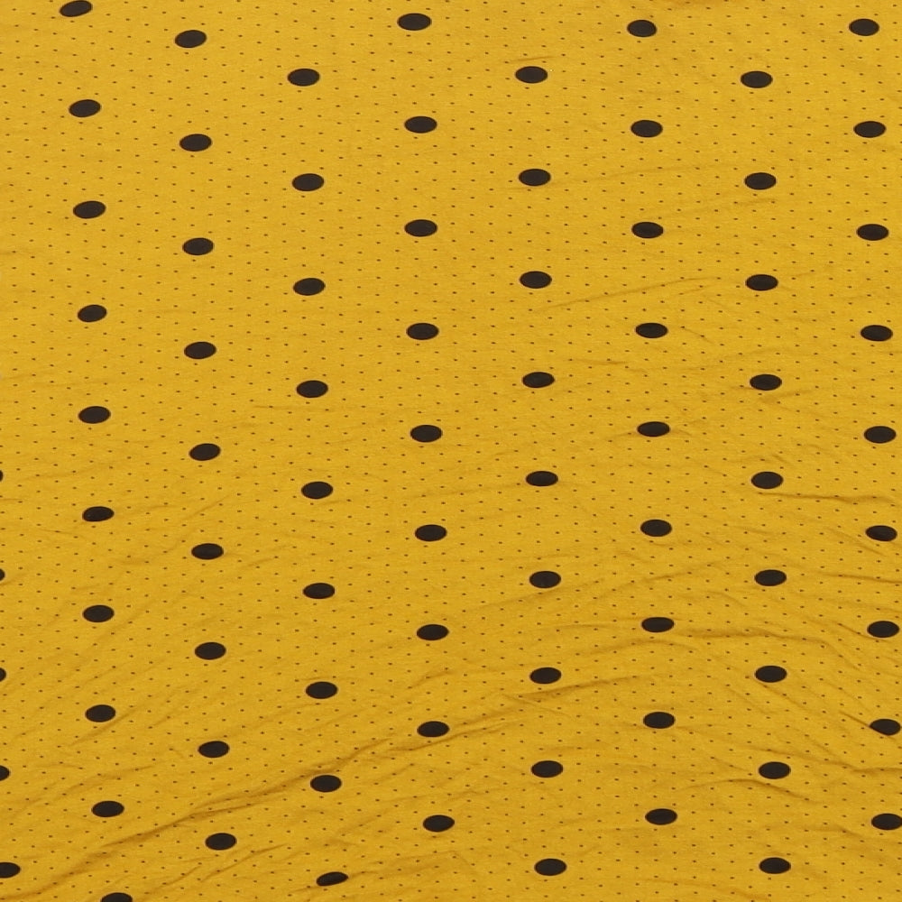 M&Co Womens Yellow Polka Dot Viscose Basic T-Shirt Size 18 Round Neck