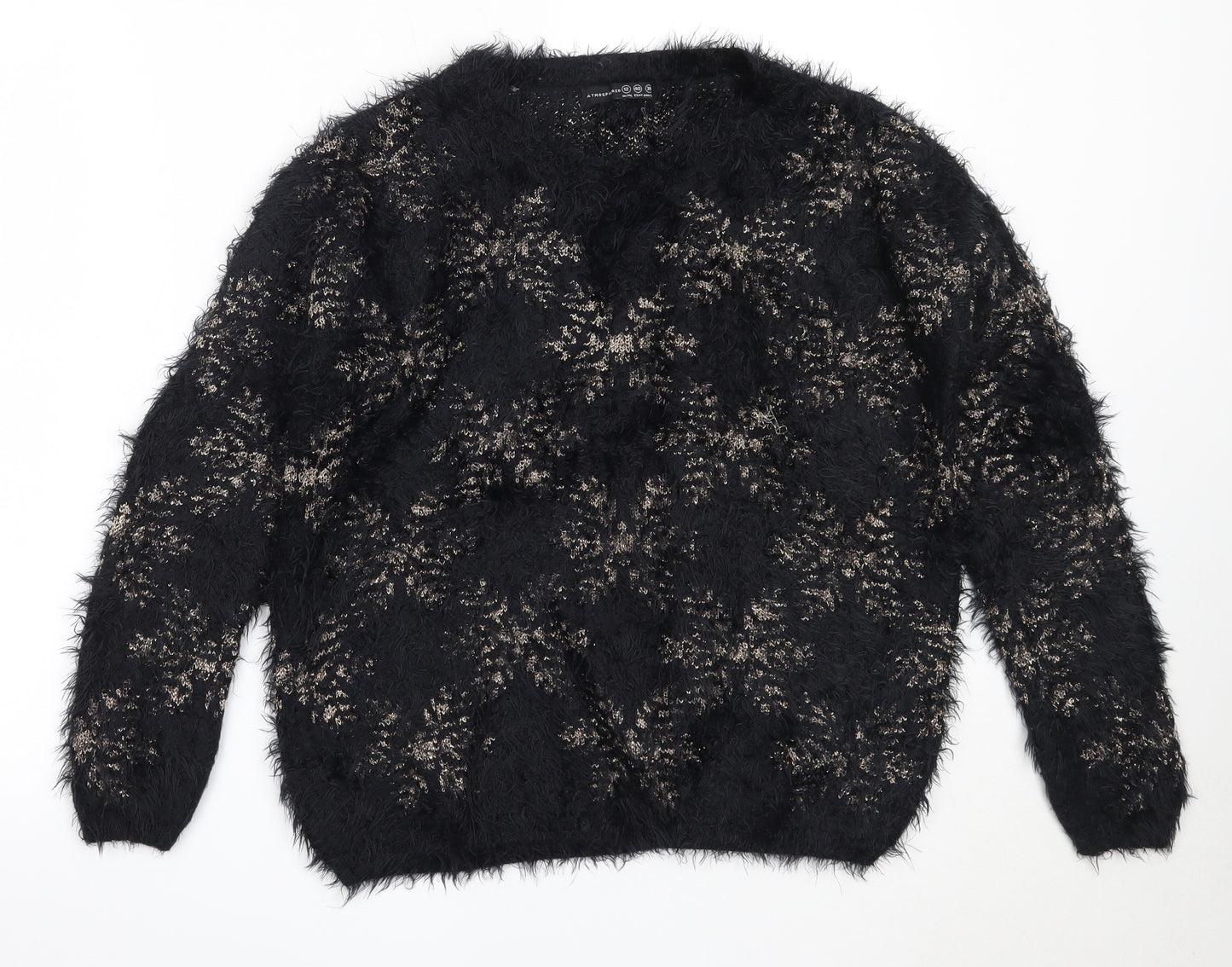 Atmosphere Womens Black Round Neck  Nylon Pullover Jumper Size 12