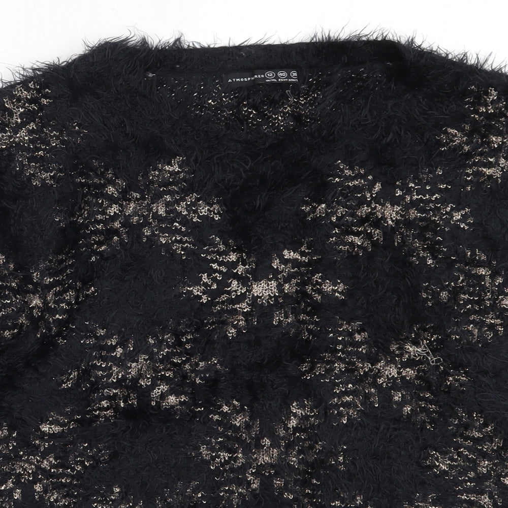 Atmosphere Womens Black Round Neck  Nylon Pullover Jumper Size 12