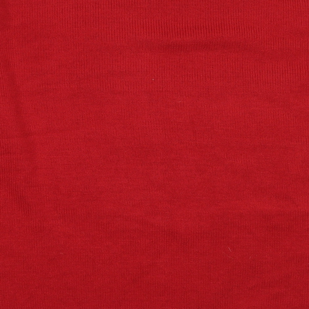 George Mens Red Round Neck  Acrylic Pullover Jumper Size L   - christmas reindeer rudolph