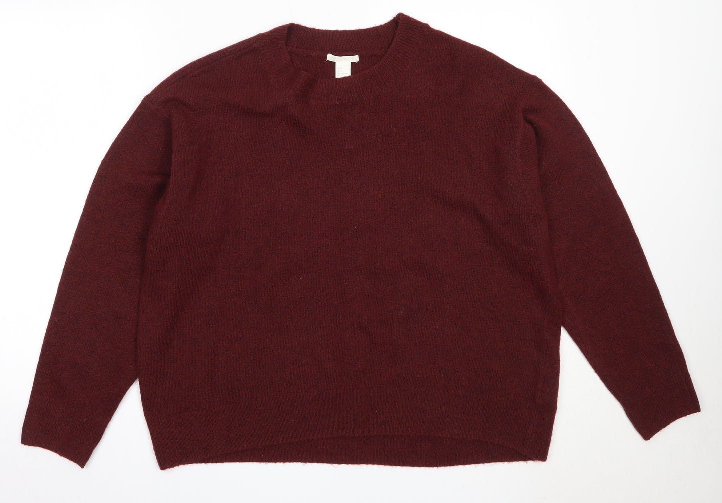 H&M Womens Red Round Neck  Acrylic Pullover Jumper Size L