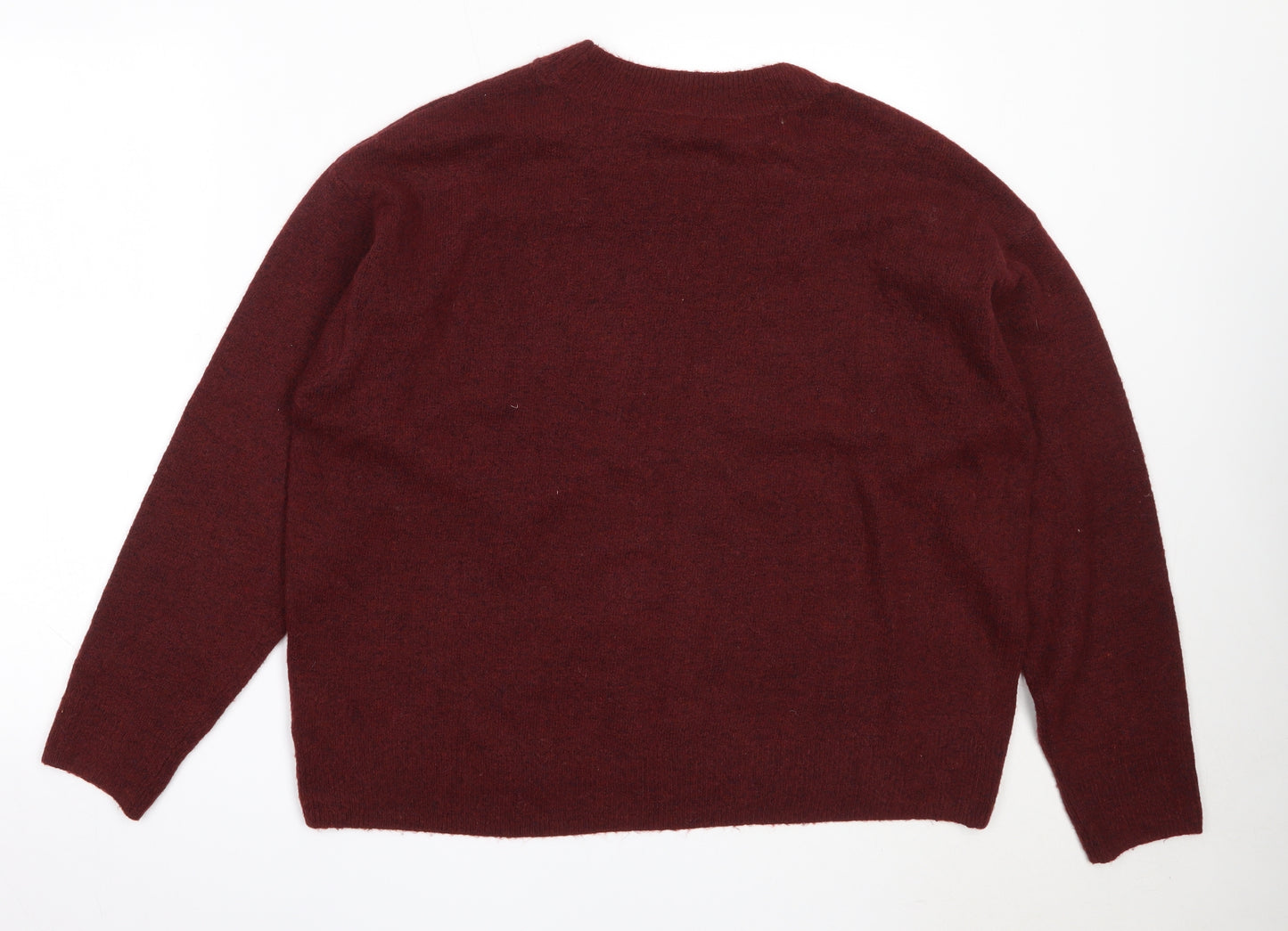 H&M Womens Red Round Neck  Acrylic Pullover Jumper Size L