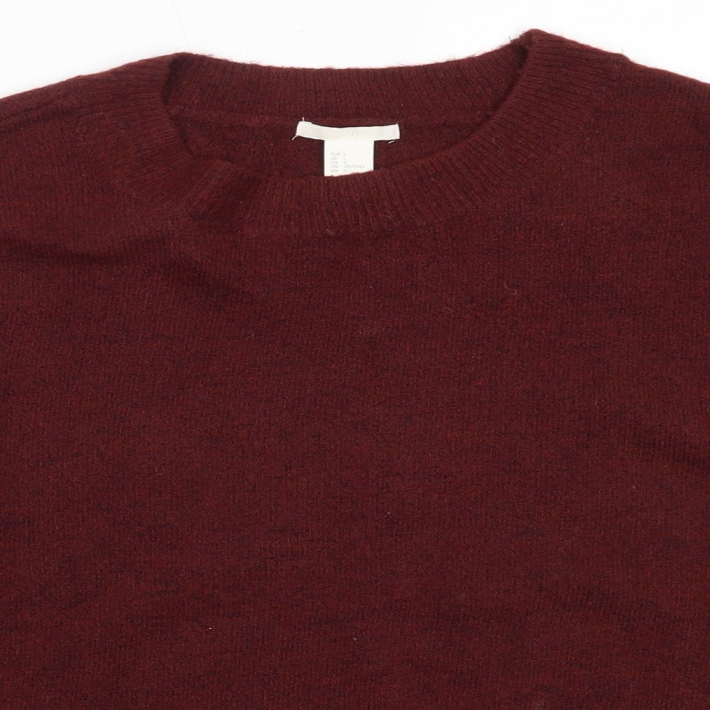 H&M Womens Red Round Neck  Acrylic Pullover Jumper Size L