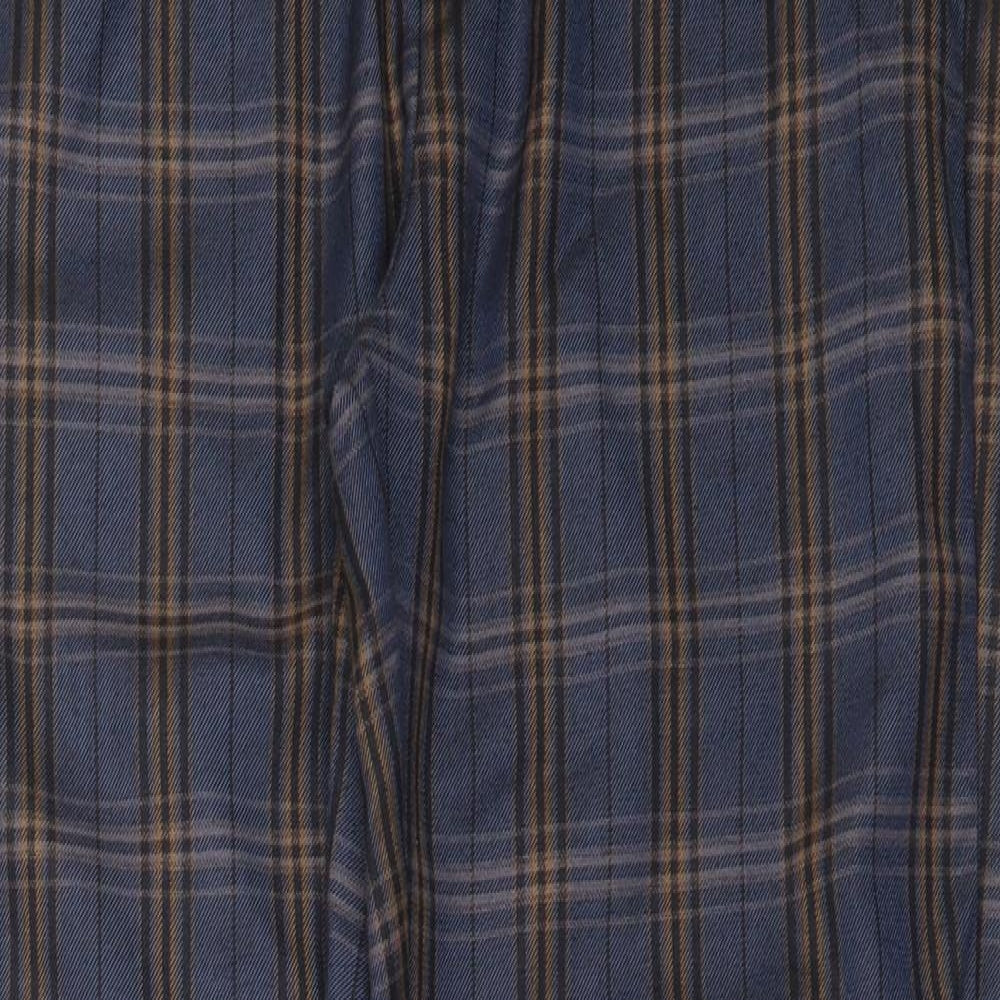 Boohoo Mens Blue Check Polyester Capri Trousers Size S L28 in Regular