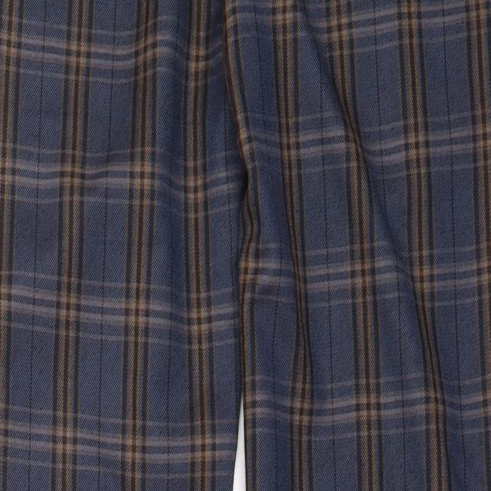 Boohoo Mens Blue Check Polyester Capri Trousers Size S L28 in Regular