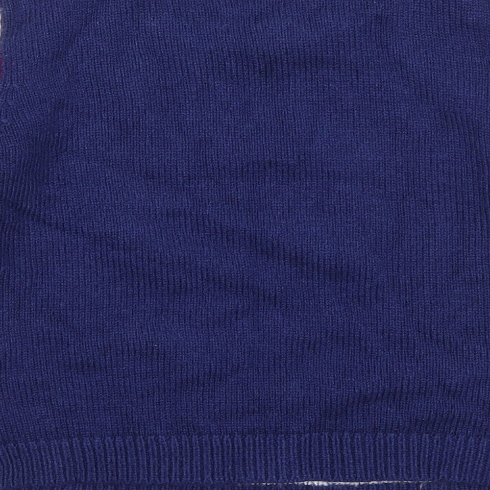 Preworn Boys Blue Round Neck  Acrylic Pullover Jumper Size 5-6 Years   - christmas