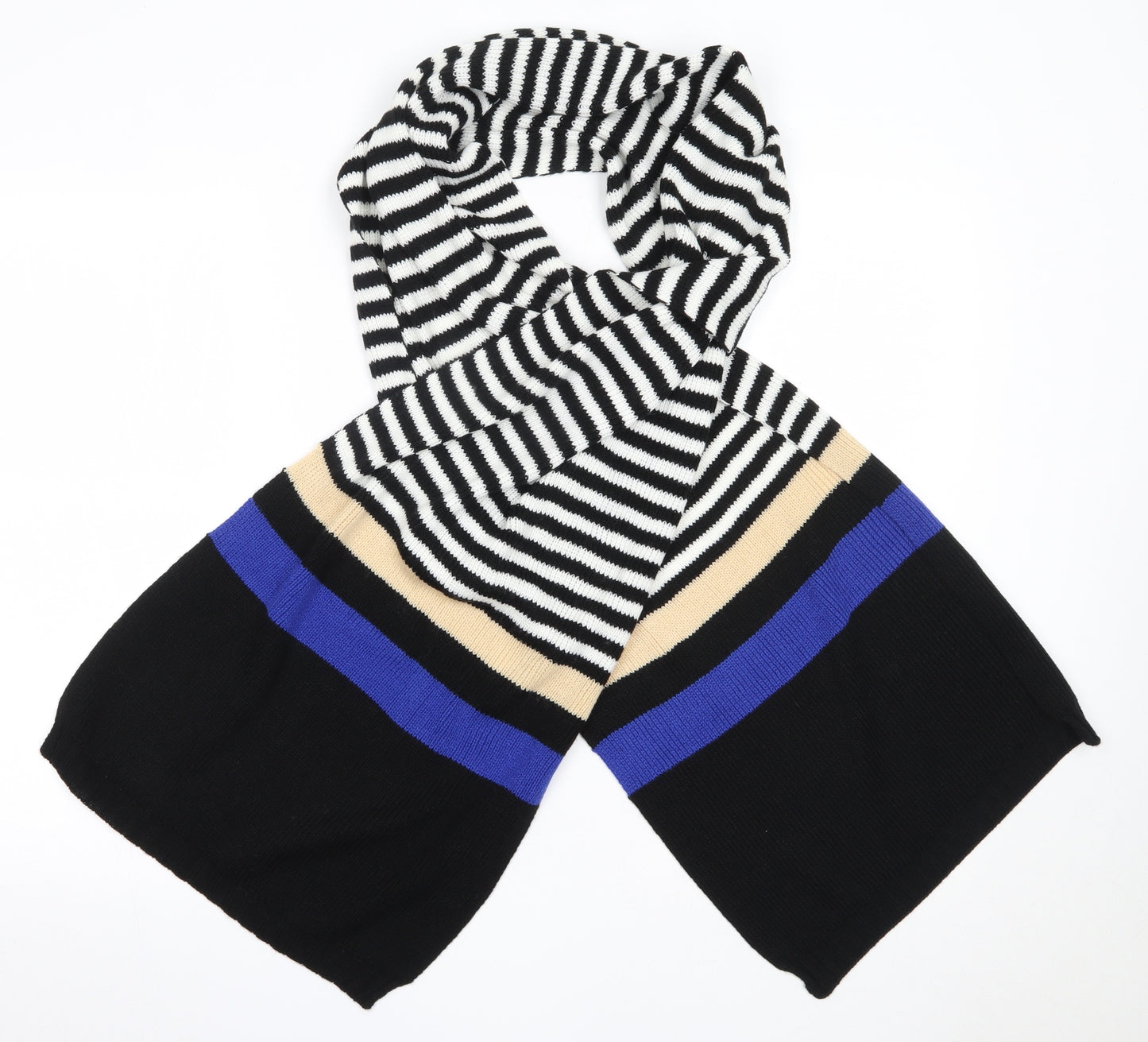 Capsule Womens Black Striped Acrylic  Scarf