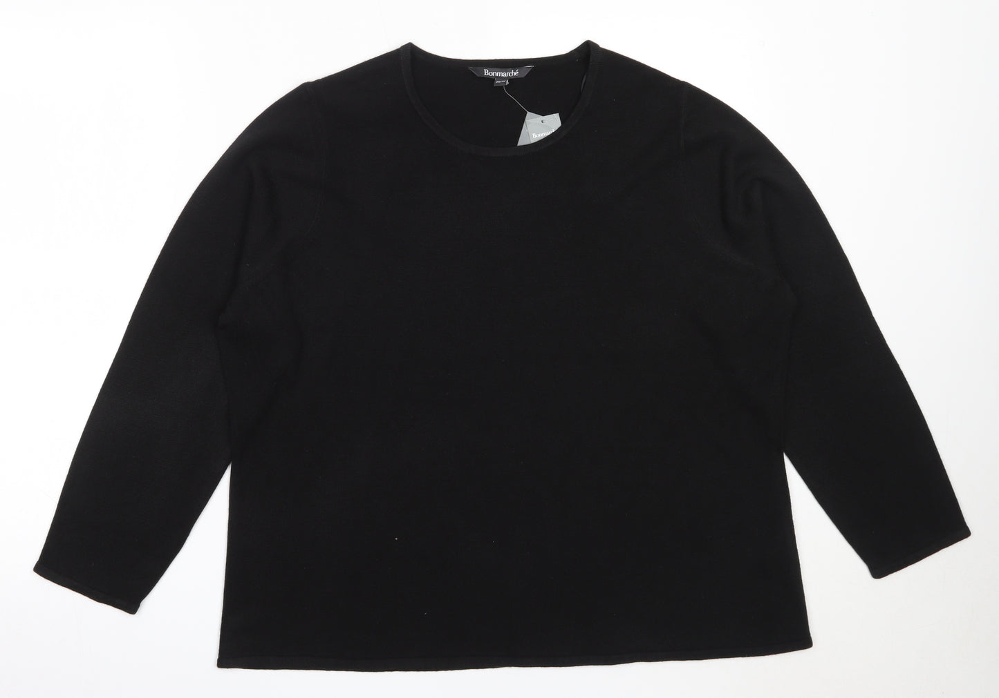 Bonmarché Womens Black Round Neck  Acrylic Pullover Jumper Size 20