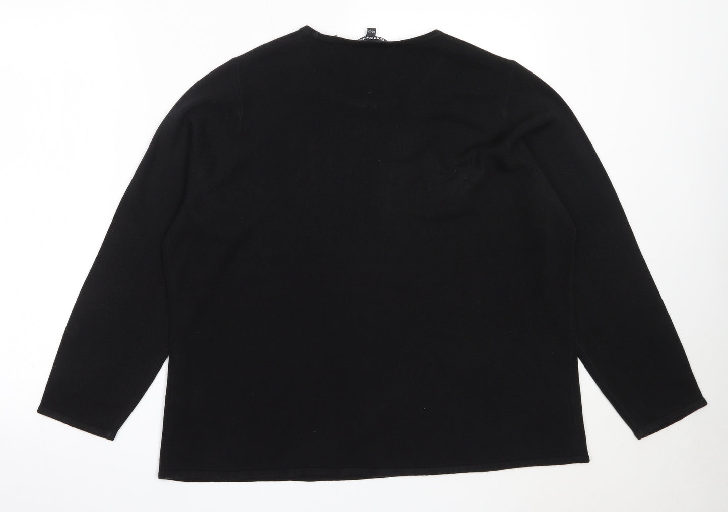 Bonmarché Womens Black Round Neck  Acrylic Pullover Jumper Size 20