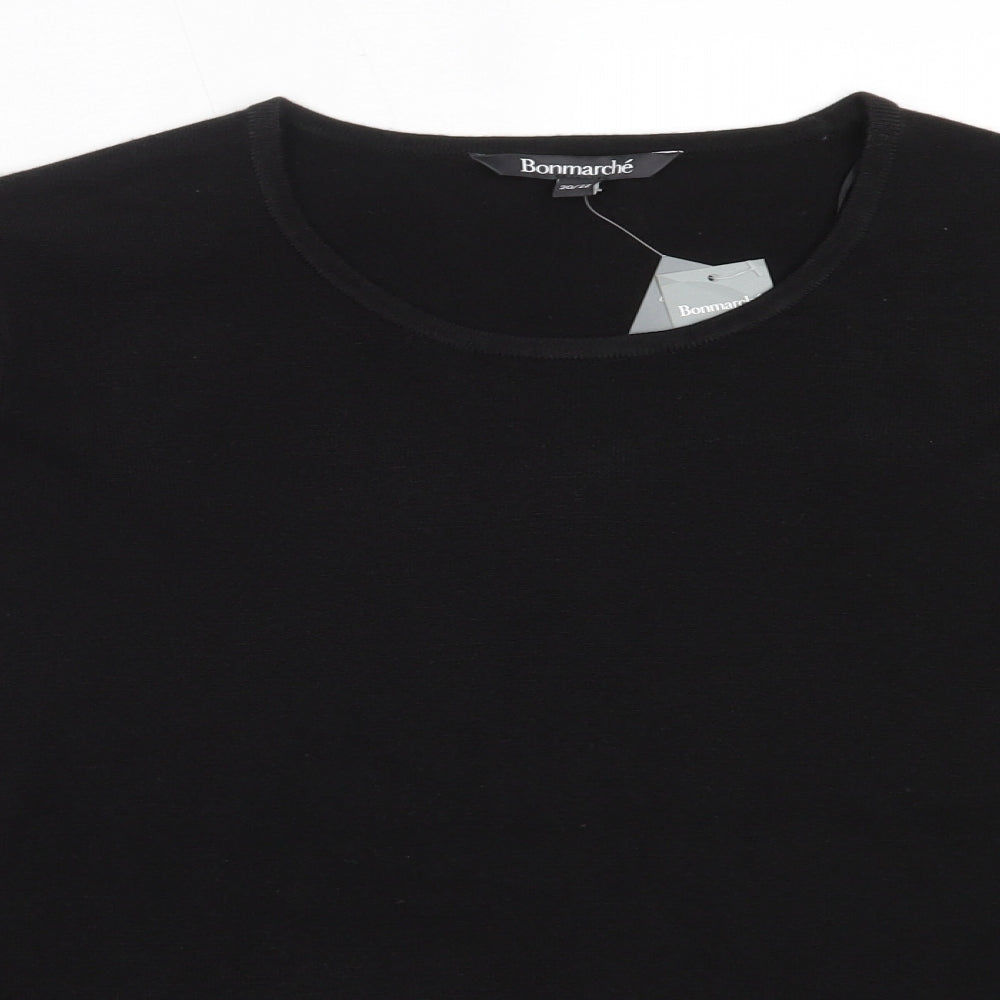 Bonmarché Womens Black Round Neck  Acrylic Pullover Jumper Size 20