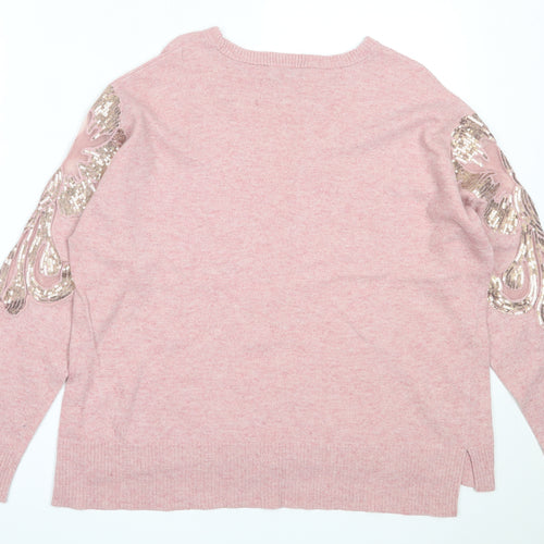 INC International Concepts Womens Pink Round Neck  Cotton Pullover Jumper Size S