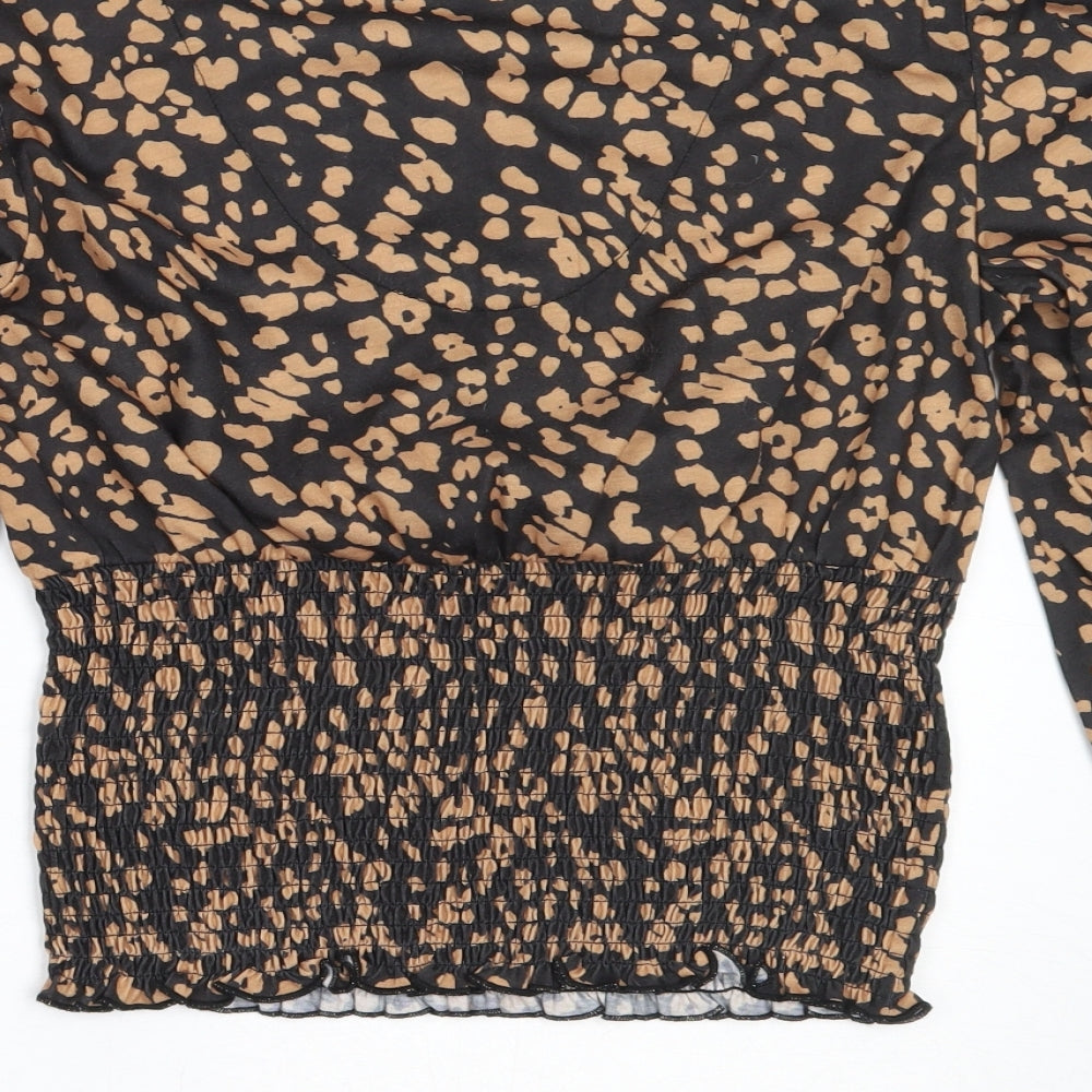 Red Herring Womens Black  Polyester Basic Blouse Size 12 V-Neck