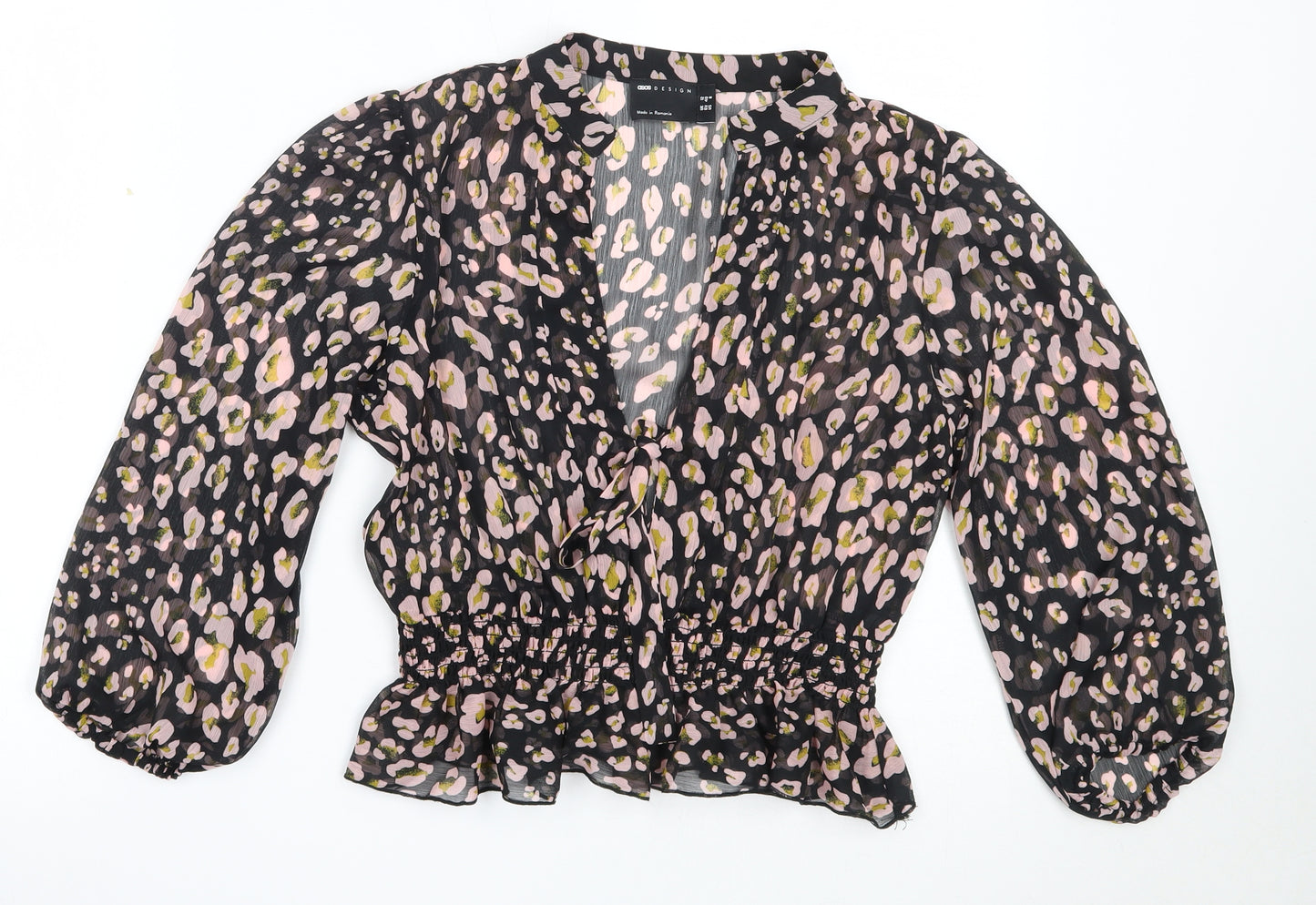 ASOS Womens Black  Polyester Basic Blouse Size 12 V-Neck