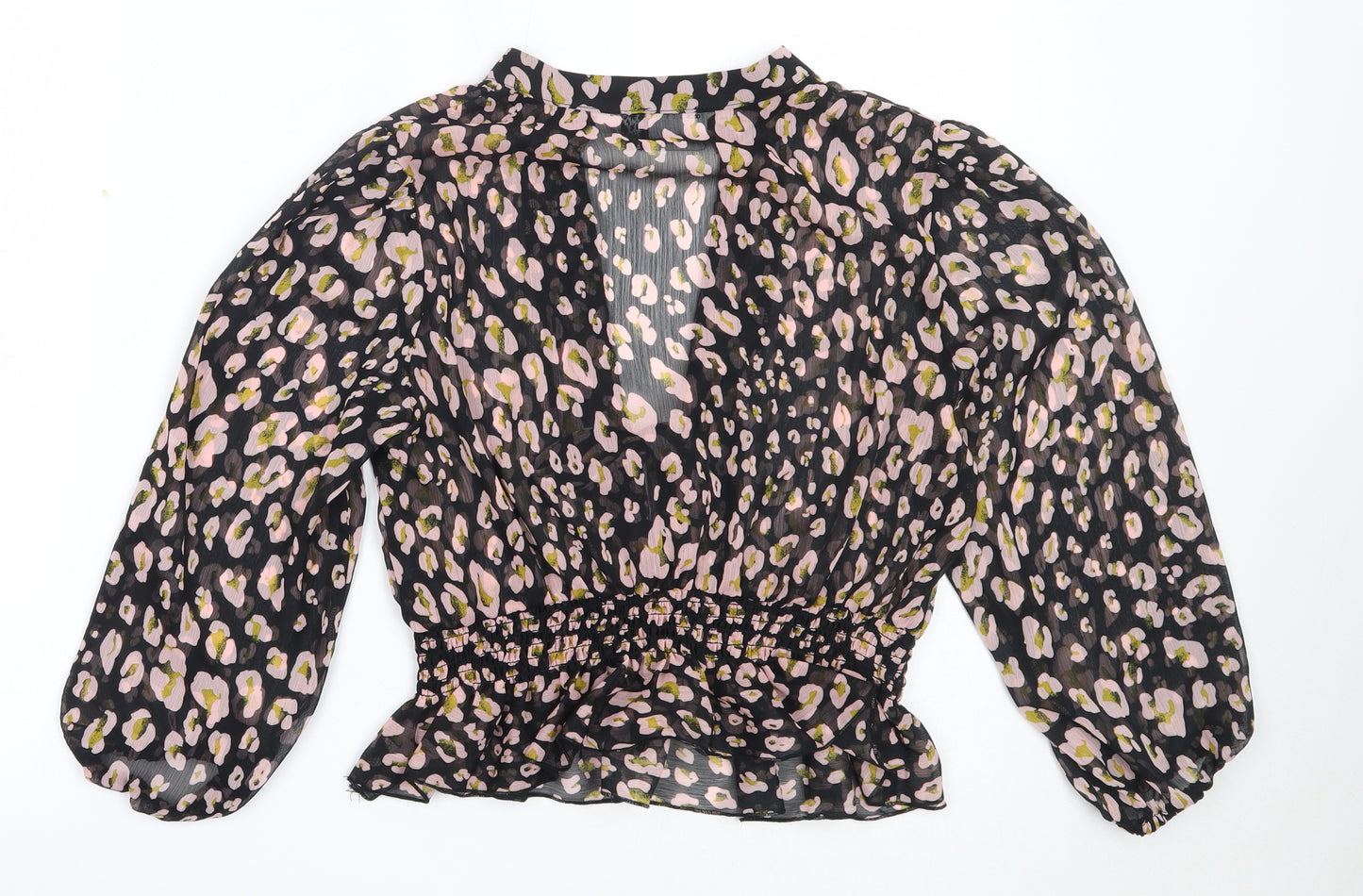 ASOS Womens Black  Polyester Basic Blouse Size 12 V-Neck
