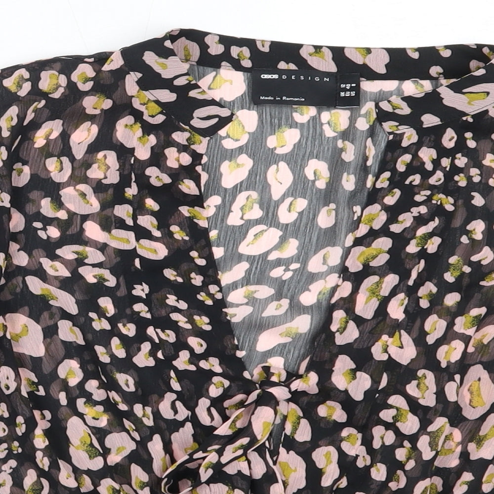 ASOS Womens Black  Polyester Basic Blouse Size 12 V-Neck