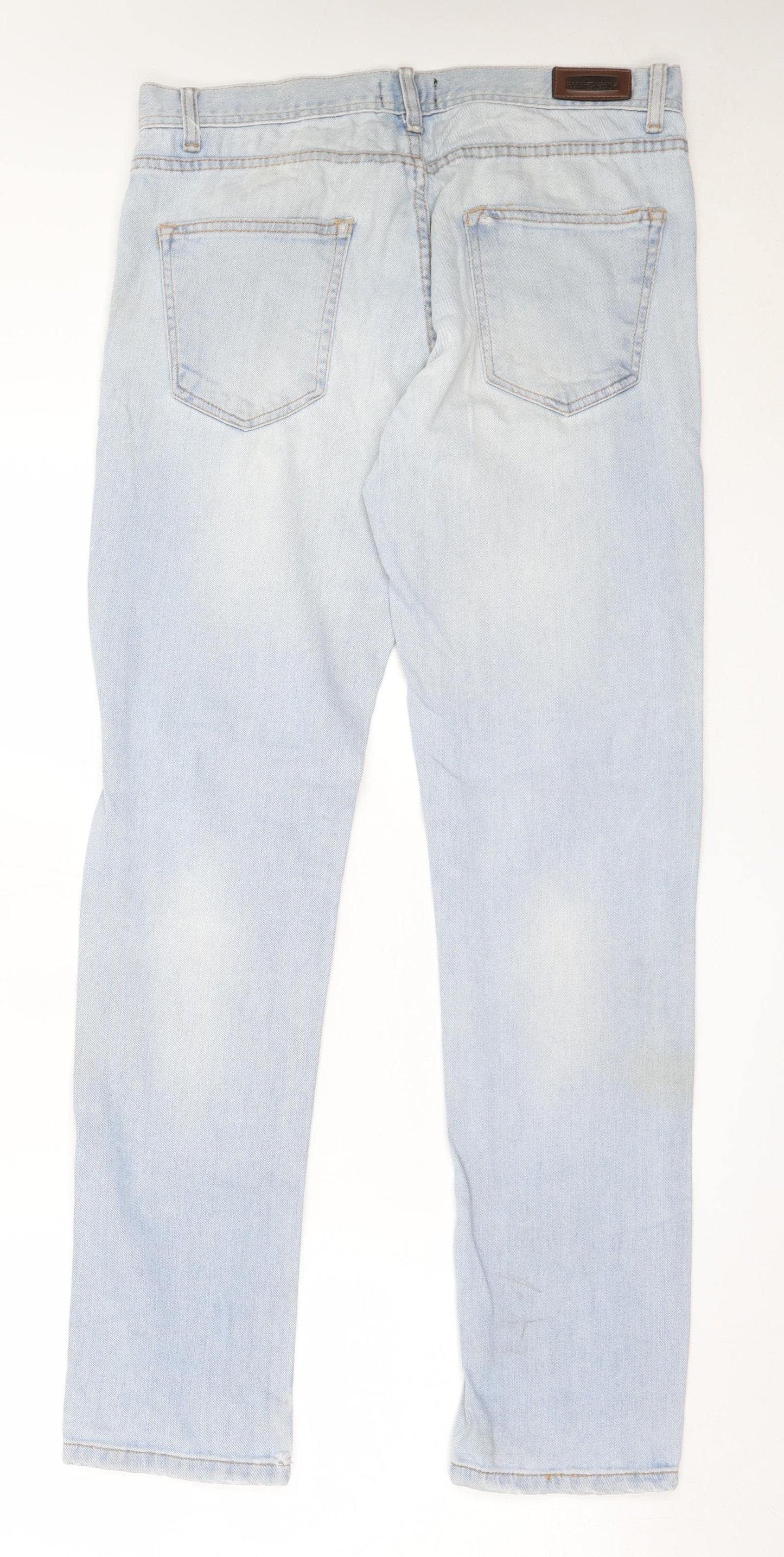 Zara Womens Blue  Cotton Straight Jeans Size 42 L32 in Regular