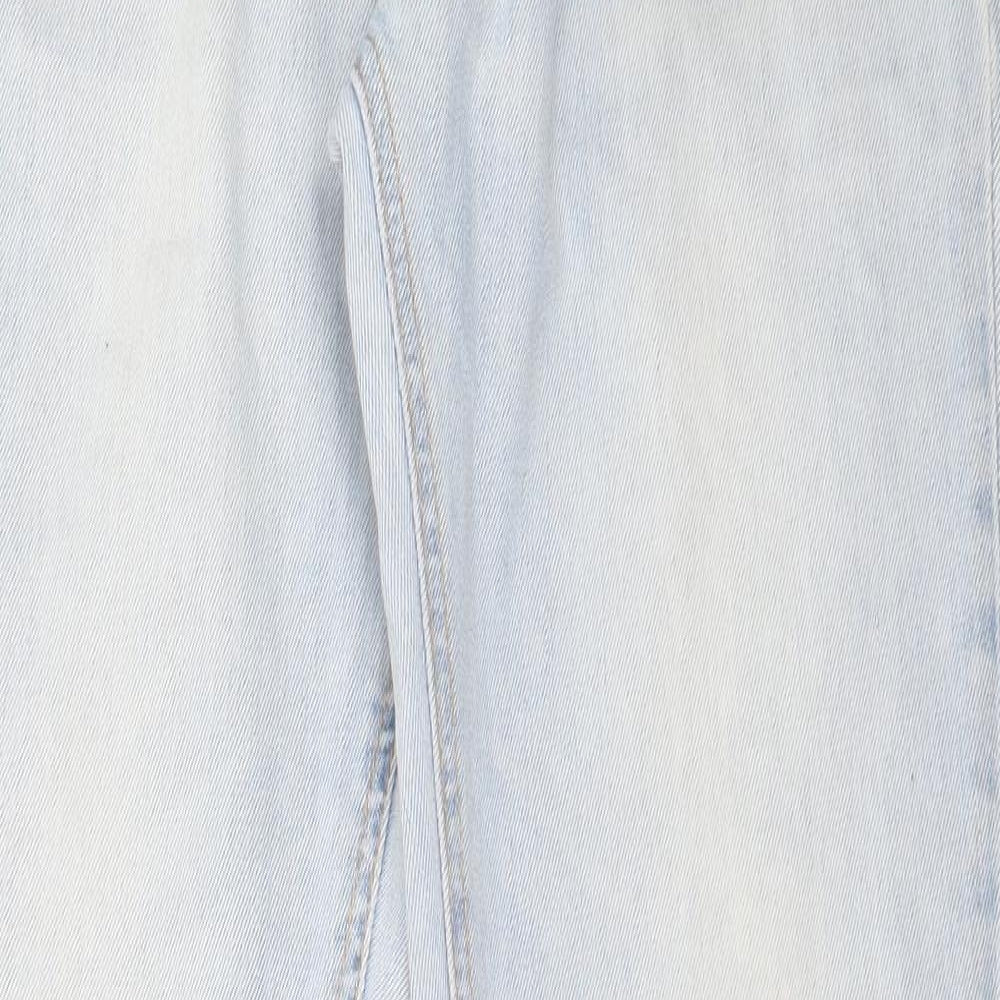 Zara Womens Blue  Cotton Straight Jeans Size 42 L32 in Regular