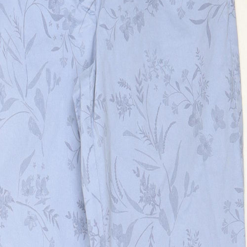 Marks and Spencer Womens Blue Floral Cotton Chino Trousers Size 8 L29 in Regular