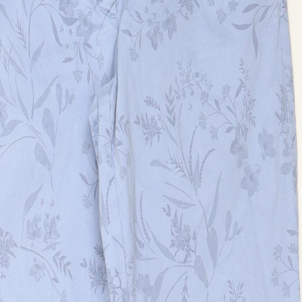 Marks and Spencer Womens Blue Floral Cotton Chino Trousers Size 8 L29 in Regular