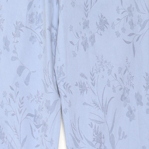Marks and Spencer Womens Blue Floral Cotton Chino Trousers Size 8 L29 in Regular