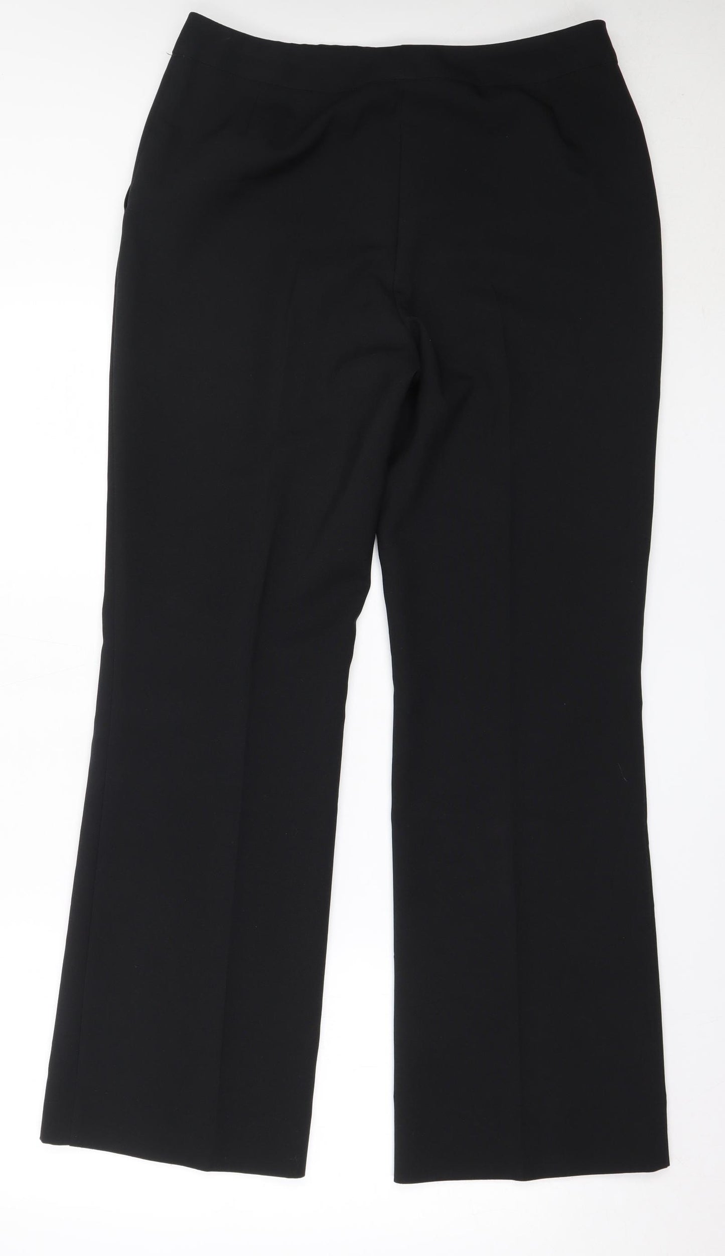 Marks and Spencer Womens Black  Polyester Trousers  Size 14 L31.5 in Regular Button