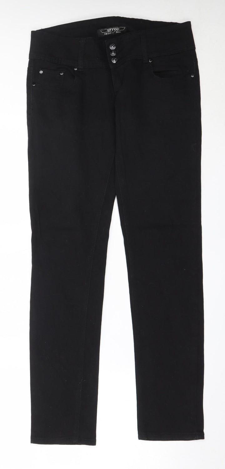 Seyoo Womens Black  Cotton Skinny Jeans Size 31 in L32 in Regular
