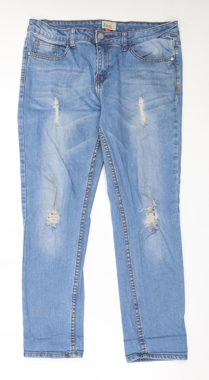 Lottie Womens Blue  Cotton Straight Jeans Size 12 L26.5 in Regular Button