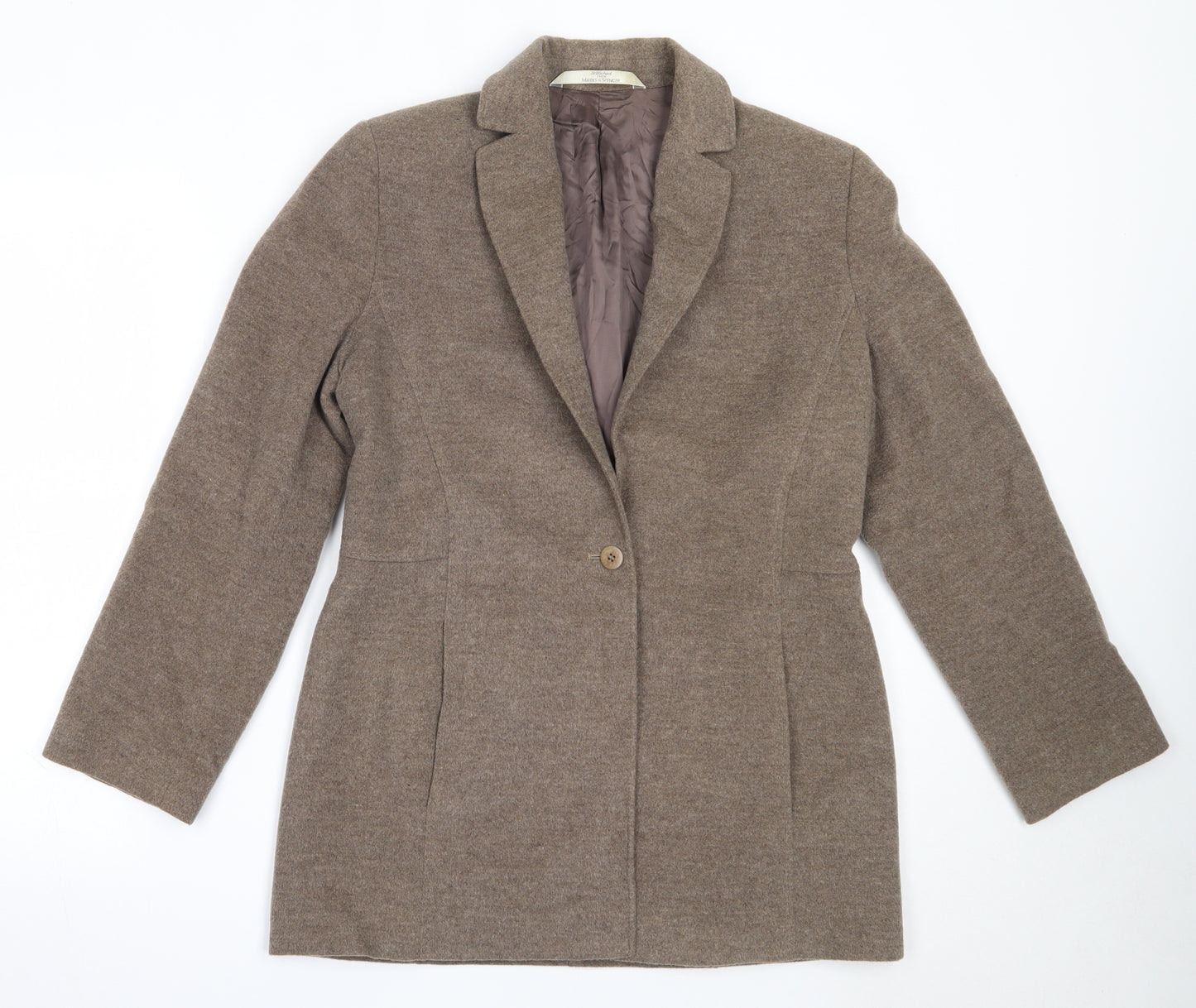 Marks and Spencer Womens Brown   Overcoat Coat Size 12  Button