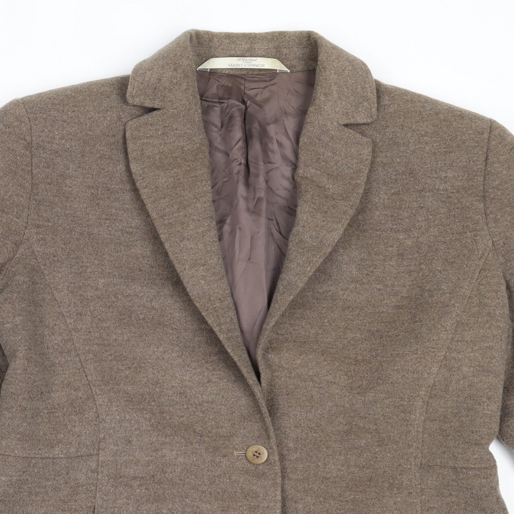 Marks and Spencer Womens Brown   Overcoat Coat Size 12  Button