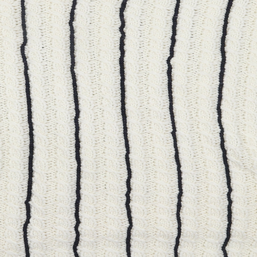 Atmosphere Womens Ivory Round Neck Striped Acrylic Pullover Jumper Size 16