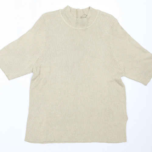 Marks and Spencer Womens Beige Round Neck  Viscose Pullover Jumper Size 20