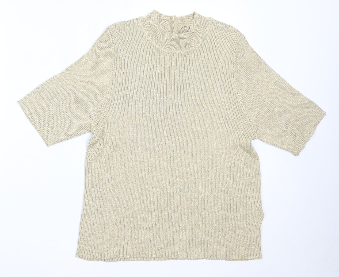 Marks and Spencer Womens Beige Round Neck  Viscose Pullover Jumper Size 20