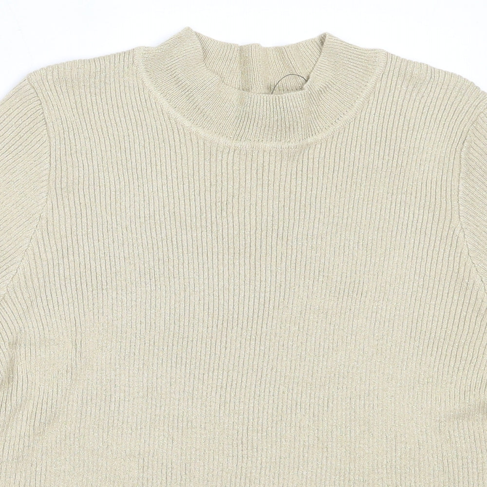 Marks and Spencer Womens Beige Round Neck  Viscose Pullover Jumper Size 20